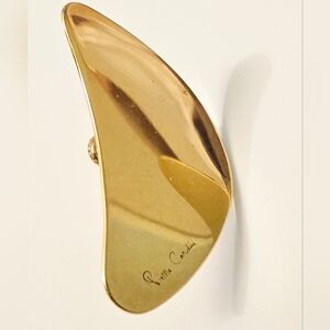 Vintage Pierre Cardin Modernist MCM Gold Plated boomerang kidney shaped earrings